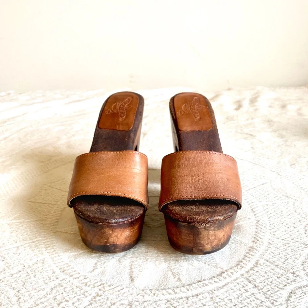 Freebird by Steven Brown Leather Platform Mules